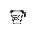 cup glass icon with ice cube on white background. simple, line, silhouette and clean style Royalty Free Stock Photo