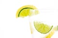 Glass of 7up with lemon and lime Royalty Free Stock Photo