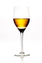 Glass of amber coloured wine or sherry