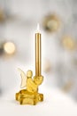 Glass Angel with Gold Candle Royalty Free Stock Photo