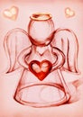 Glass angel with heart Royalty Free Stock Photo