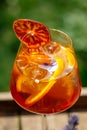 Glass of aperole spritz cocktail with orange slice Royalty Free Stock Photo