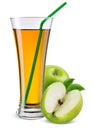 Glass of apple juice with fruit isolated on white. Royalty Free Stock Photo