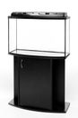 Glass aquarium with a curbstone on a white background with a lid