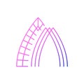Glass arch outline icon. Taiwan. Oriental Taiwanese building. Asian item. Isolated vector stock illustration