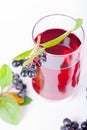 Glass of aronia juice with berries