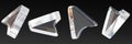 Glass arrow cursors set isolated on black background. Clear transparent 3D computer mouse render icon with rainbow light Royalty Free Stock Photo