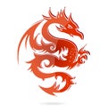 Glass asia dragon red color isolated