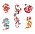 Glass asia hot dragon colored sign set