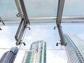 Glass awning and roof of outdoor corridor