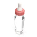 Glass Baby Bottle on white. 3D illustration Royalty Free Stock Photo