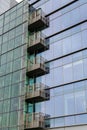 Glass Balconies in Green Glass Office Tower Royalty Free Stock Photo