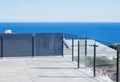 Glass balcony with sea views