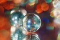 glass ball bokeh background red green color blur reflection