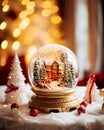 glass ball capturing a winter scene inside a miniature house is the epitome of a Christmas concept.