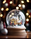 glass ball capturing a winter scene inside a miniature house is the epitome of a Christmas concept.