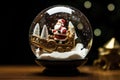 Glass ball with Christmas motifs inside Royalty Free Stock Photo