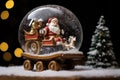 Glass ball with Christmas motifs inside Royalty Free Stock Photo