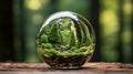 Glass ball with a craft in the form of a coniferous forest