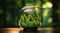 Glass ball with a craft in the form of a coniferous forest