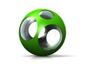 Glass ball and green metal