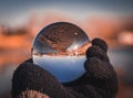 Glass ball in the hand