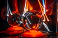 Glass ball with light& x27;s trails