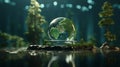 Glass Ball With a Miniature Earth Encapsulated Inside. Generative AI.