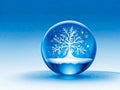 A glass ball with a snow tree inside. Christmas crystal ball in blue, generated AI Royalty Free Stock Photo