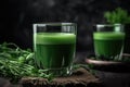 Glass Of Barley Grass Juice With Mint. Generative AI