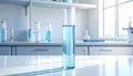 Glass beaker on laboratory countertop surface Royalty Free Stock Photo