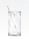Glass beaker with water, ice cubes and a straw Royalty Free Stock Photo