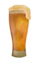 Glass of cold beer. Vintage watercolor illustration. A pint of beer. Pub, bar or restaurant menu design