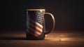 A glass of beer and an striped USA state flag. AI generated Royalty Free Stock Photo
