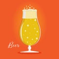 Glass of beer alcohol drink with foam, vector illustration. Cold fresh beverage. Royalty Free Stock Photo