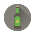 Glass beer brown bottle. Flat design