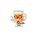 Glass of beer cartoon drawing concept performed as a Super hero