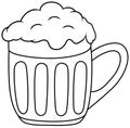 Glass of beer cartoon. Vector outline illustration. Coloring book