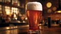 A Glass of Beer at a Cozy Bar Setting Royalty Free Stock Photo