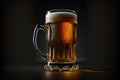 Glass of beer on dark background, a glass of beer with foam and drops of water flowing down the glass, a refreshingly relaxing Royalty Free Stock Photo