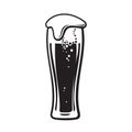 Glass of beer with foam. Hand drawn vector illustration isolated on white.