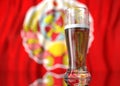 a glass of beer in front a Soviet Union flag. 3D illustration rendering. Royalty Free Stock Photo