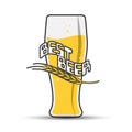 Glass of beer with the inscription BEST BEER and a spike for stickers, banners, logos, stickers and design. Color vector