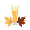 glass of beer with leaf maple oktoberfest