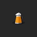 Glass of beer logo, mug lager of cold yellow drink with white fluffy foam emblem mockup for the brewery or beer pub menu Royalty Free Stock Photo