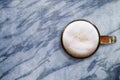 Glass of beer on marble table, Top view Royalty Free Stock Photo