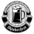 Beer Glass Mug Cup Emblem Oktoberfest Cask Barrel Ribbon