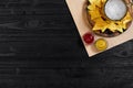 Glass of beer with nachos chips on a wooden background. Royalty Free Stock Photo