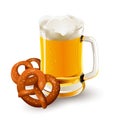 Glass of beer with pretzels Royalty Free Stock Photo