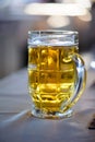 Glass of beer on a pub Royalty Free Stock Photo